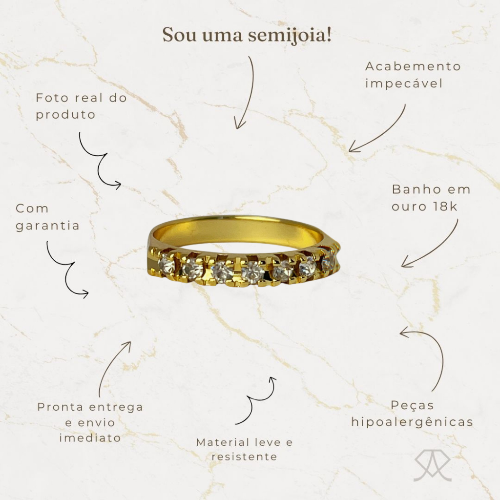Anel 7 Pedras Zircônias - Imagem 5