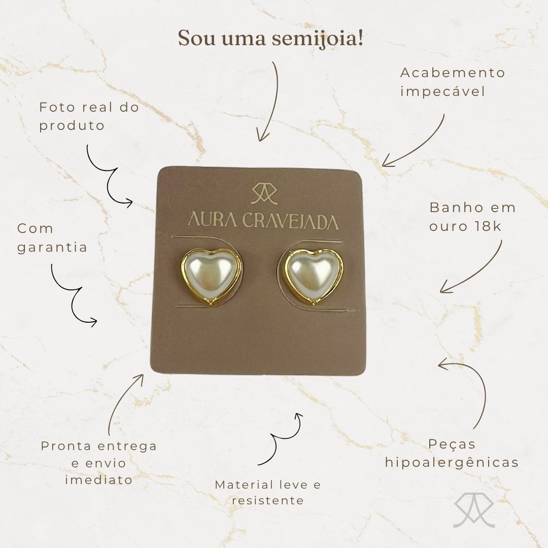Brinco Coração Pérola - Imagem 5