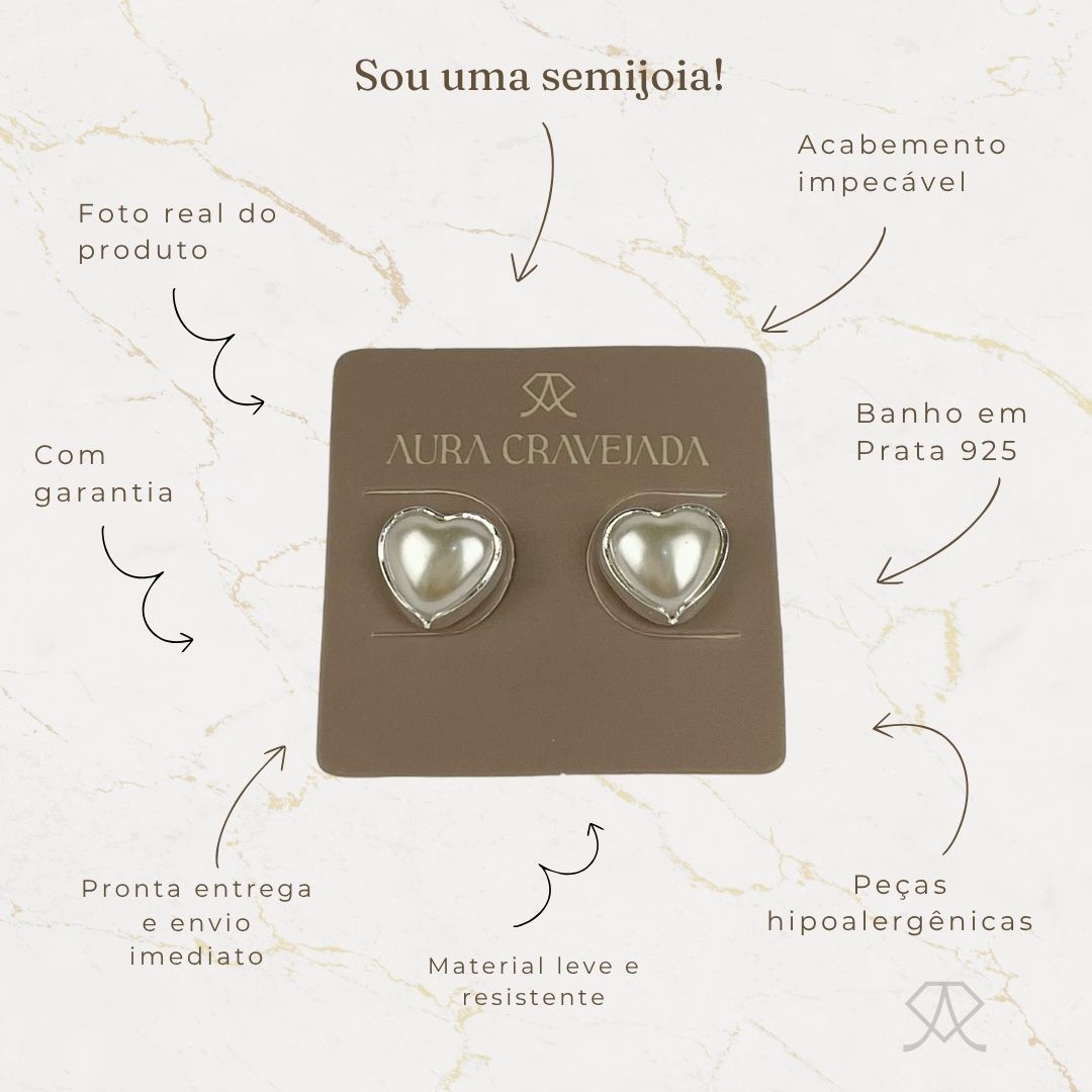 Brinco Coração Pérola - Imagem 6