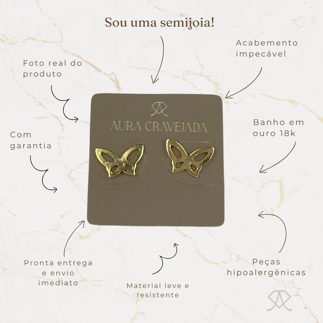 Brinco Borboleta Vazada Latão - Imagem 5