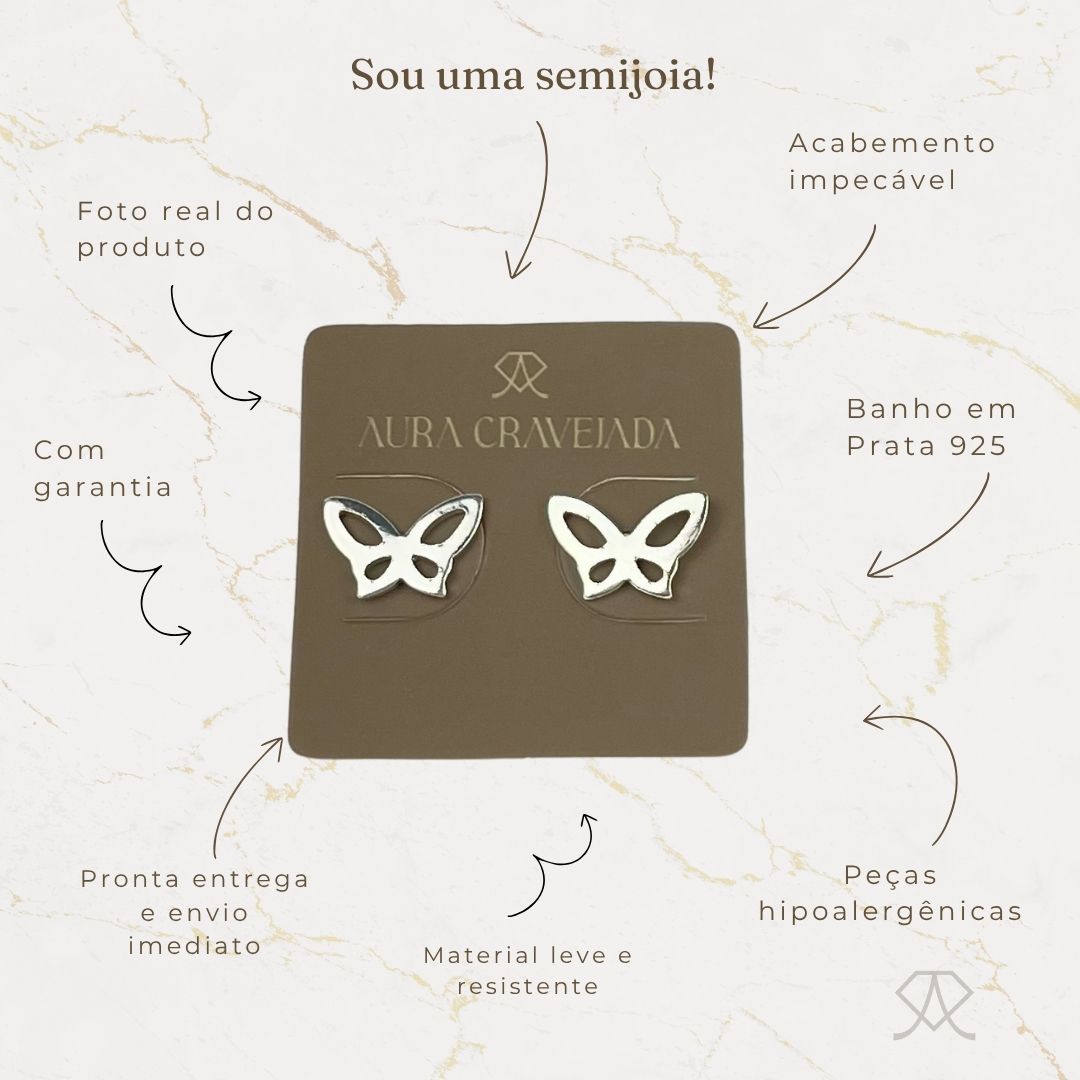 Brinco Borboleta Vazada Latão - Imagem 6