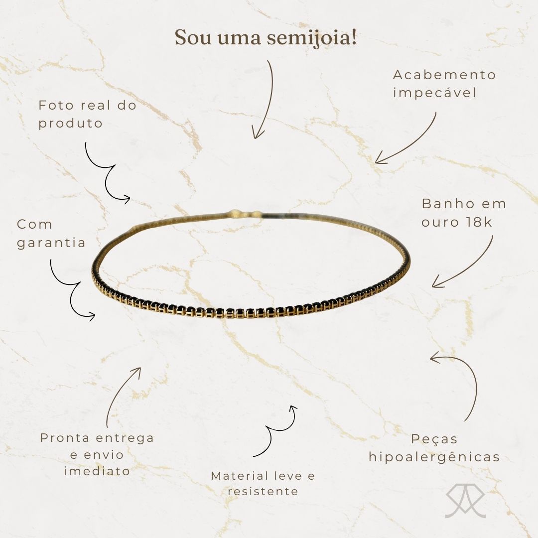 Chocker Zircônia Preto 35Cm - Imagem 5